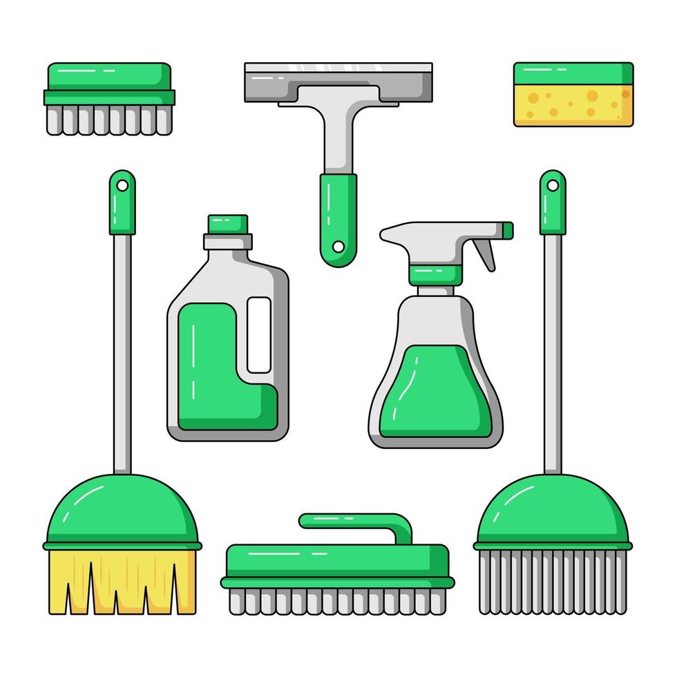 conjunto de ilustração de ícone de vetor de equipamentos de limpeza de superfície