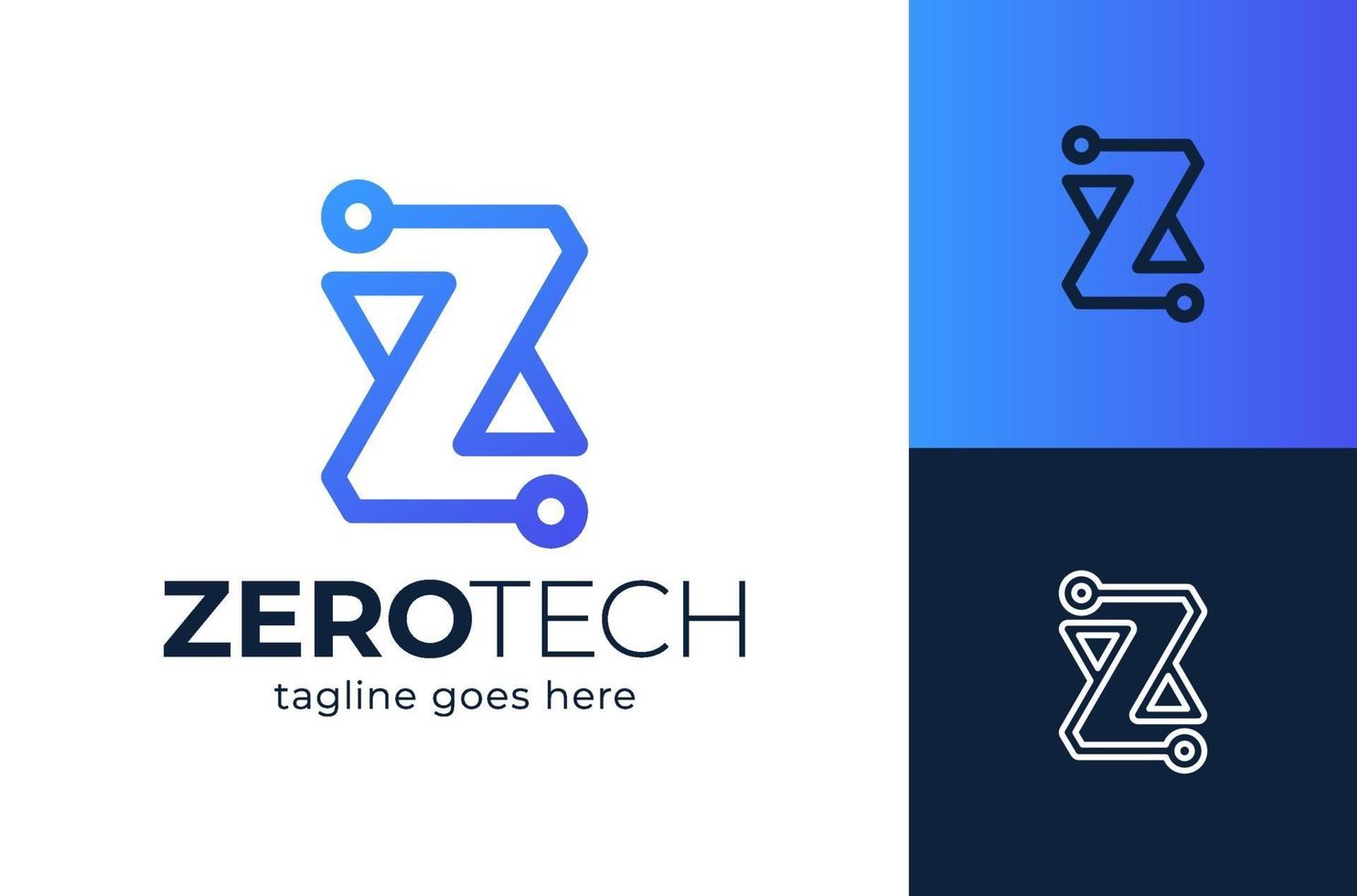 elemento de design do logotipo técnico da letra z inicial vetor