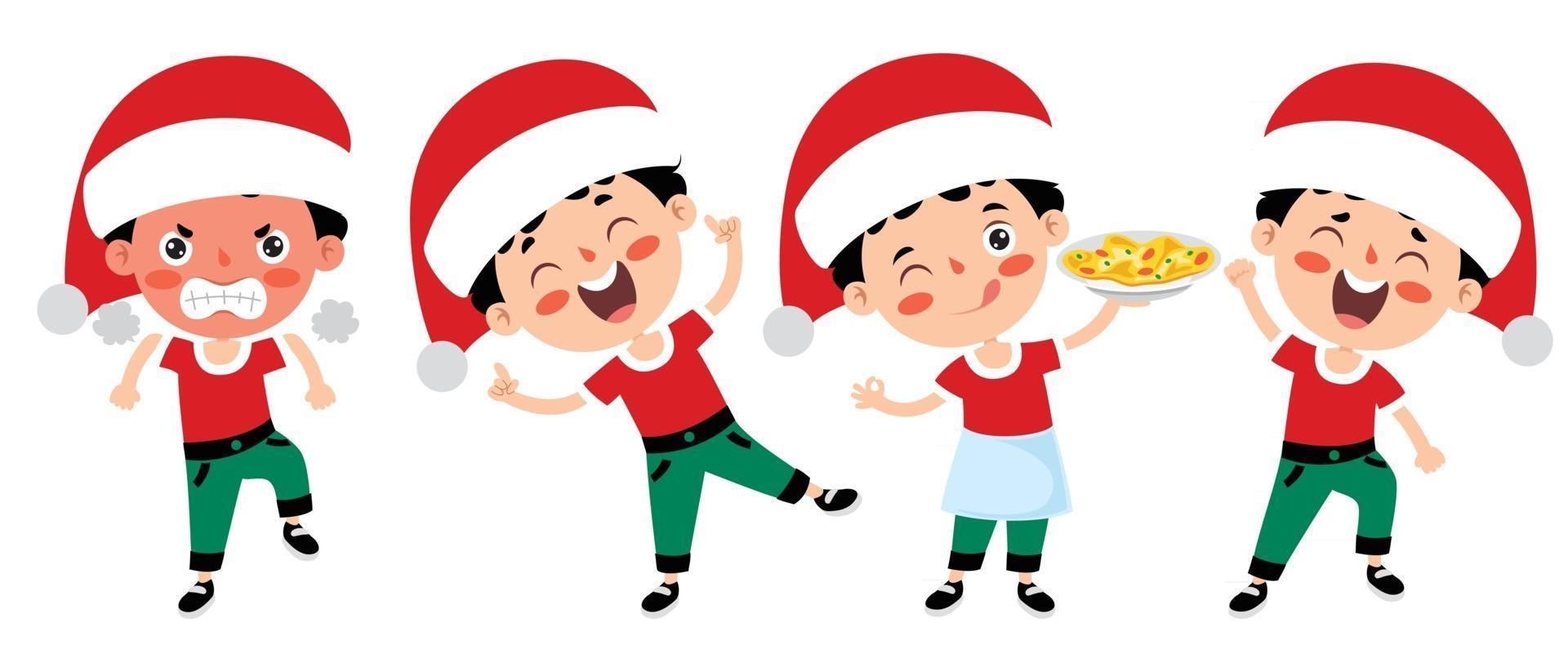 design de cartão de Natal com personagens de desenhos animados vetor