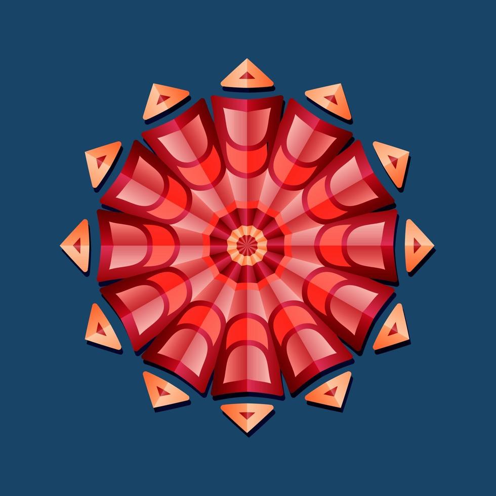 esta é uma mandala poligonal geométrica composta vermelha com um padrão floral oriental vetor