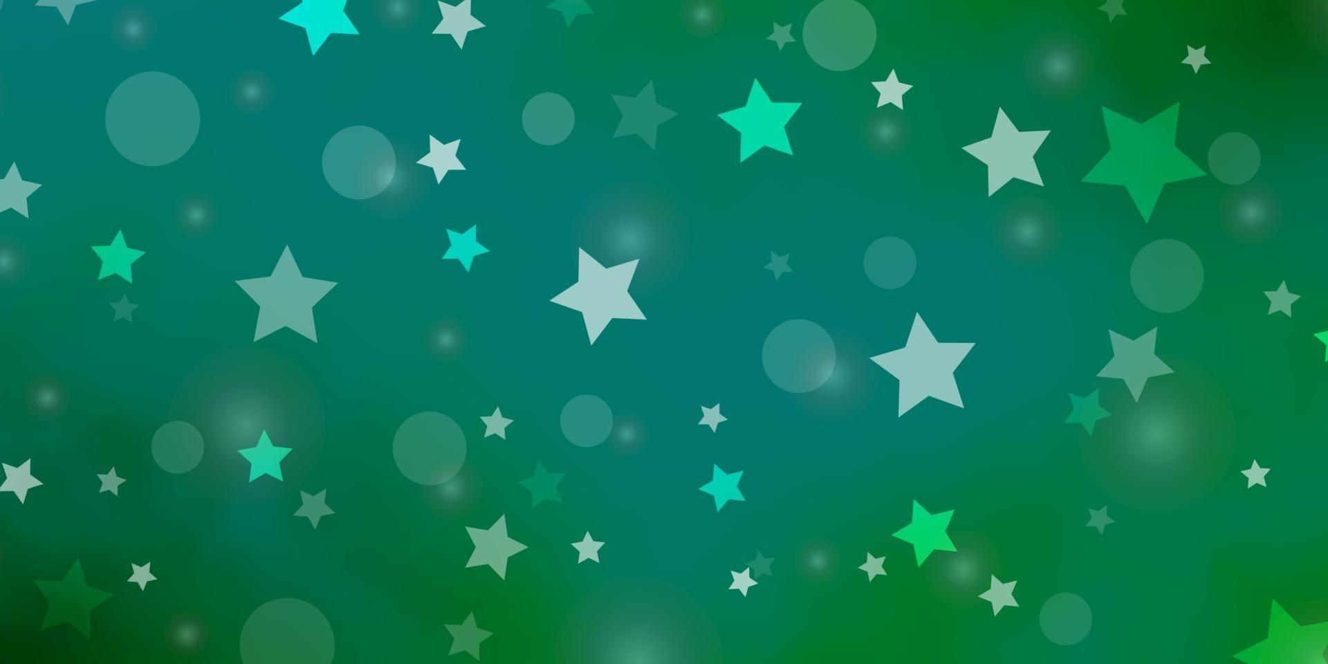 fundo verde claro do vetor com círculos, estrelas.