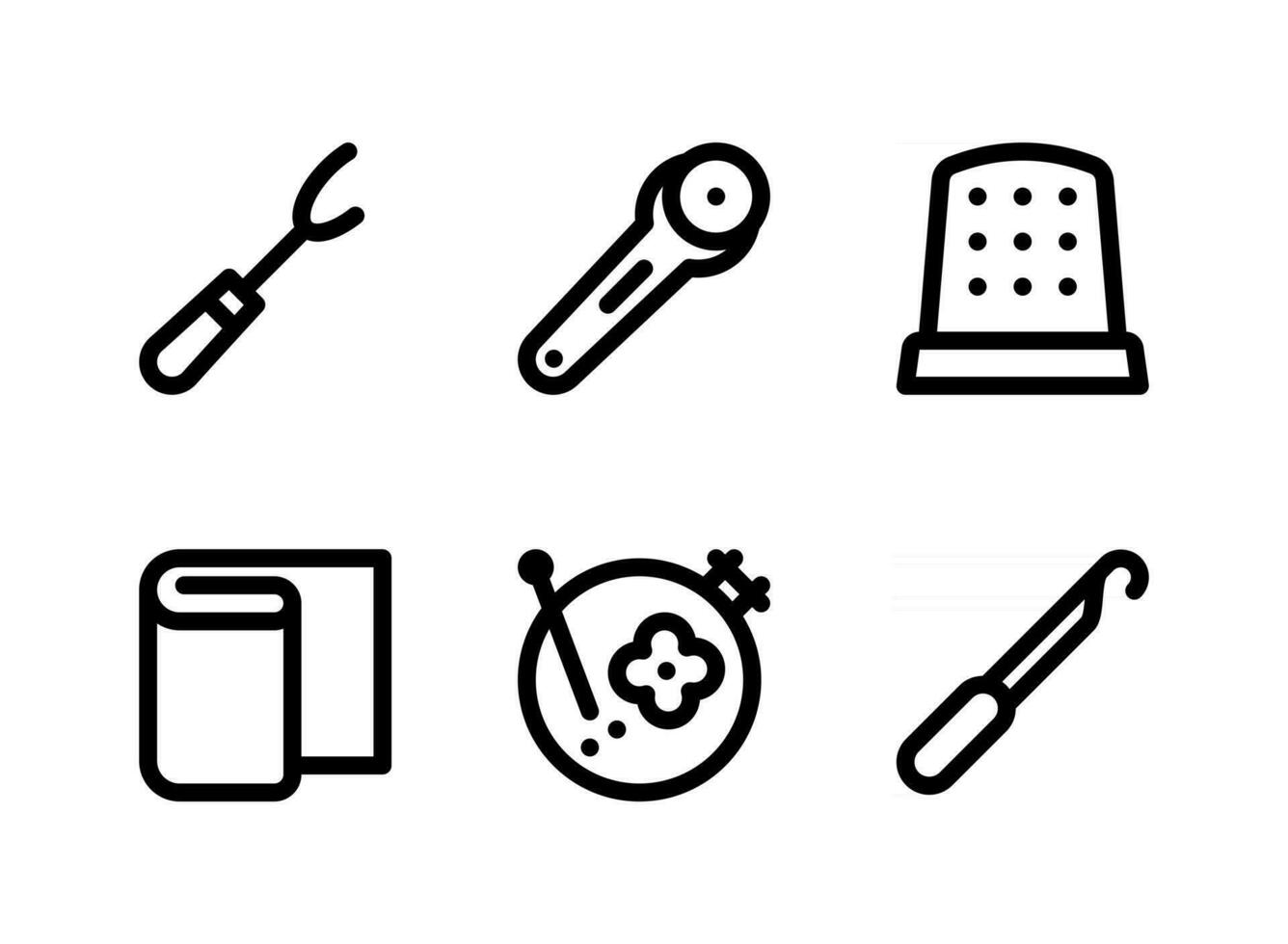 conjunto simples de ícones de linha de vetor relacionados a costura