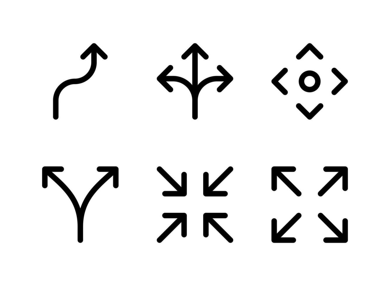 conjunto simples de ícones de linha de vetor relacionados com setas