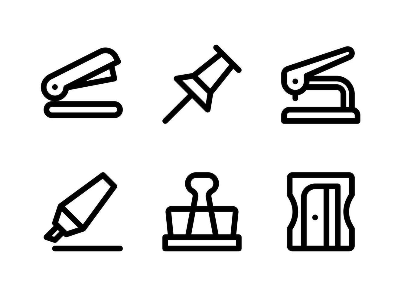conjunto simples de ícones de linha vetorial relacionados a papelaria vetor