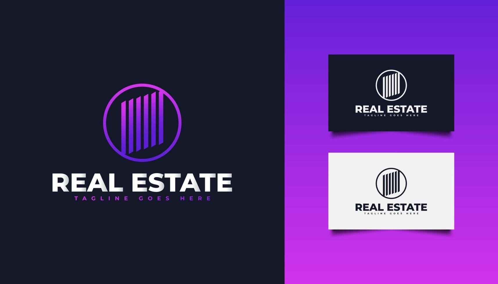 logotipo da imobiliária em gradiente colorido com estilo de linha vetor