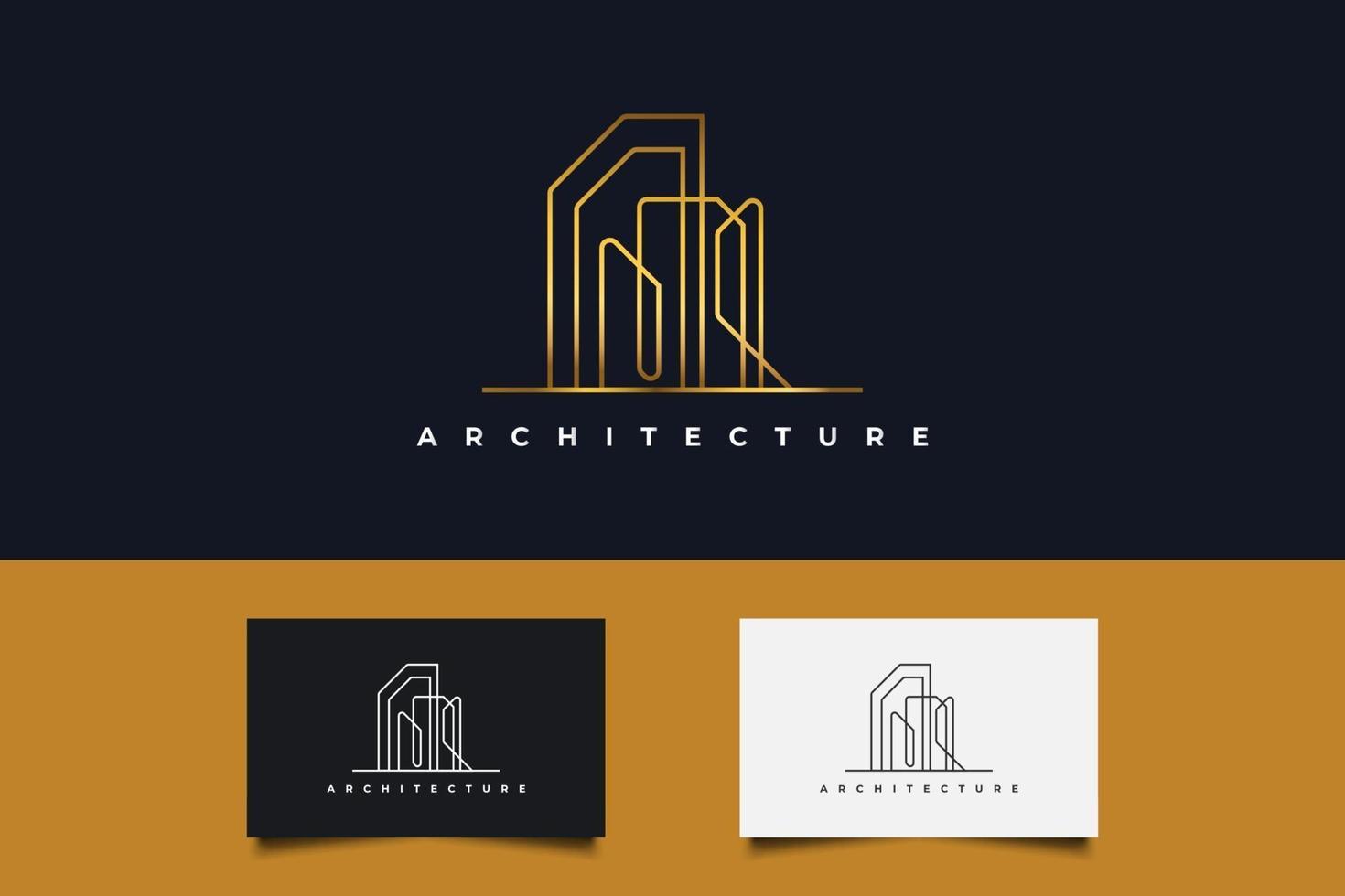logotipo da imobiliária em gradiente dourado com estilo de linha vetor