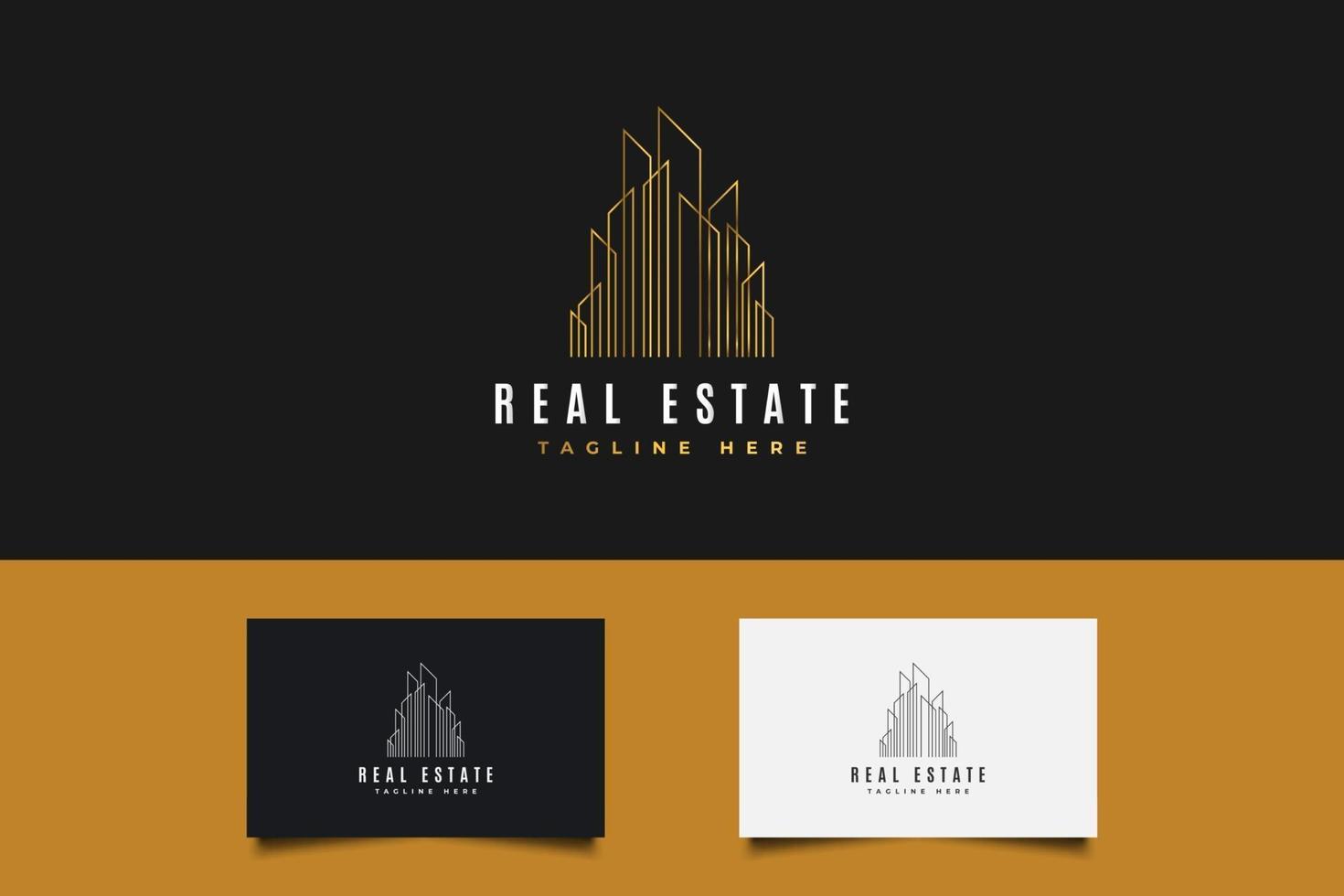 logotipo da imobiliária em gradiente dourado com estilo de linha vetor