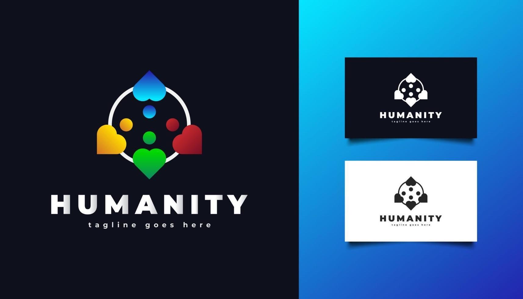 logotipo da humanidade com ilustrações de pessoas em várias cores vetor