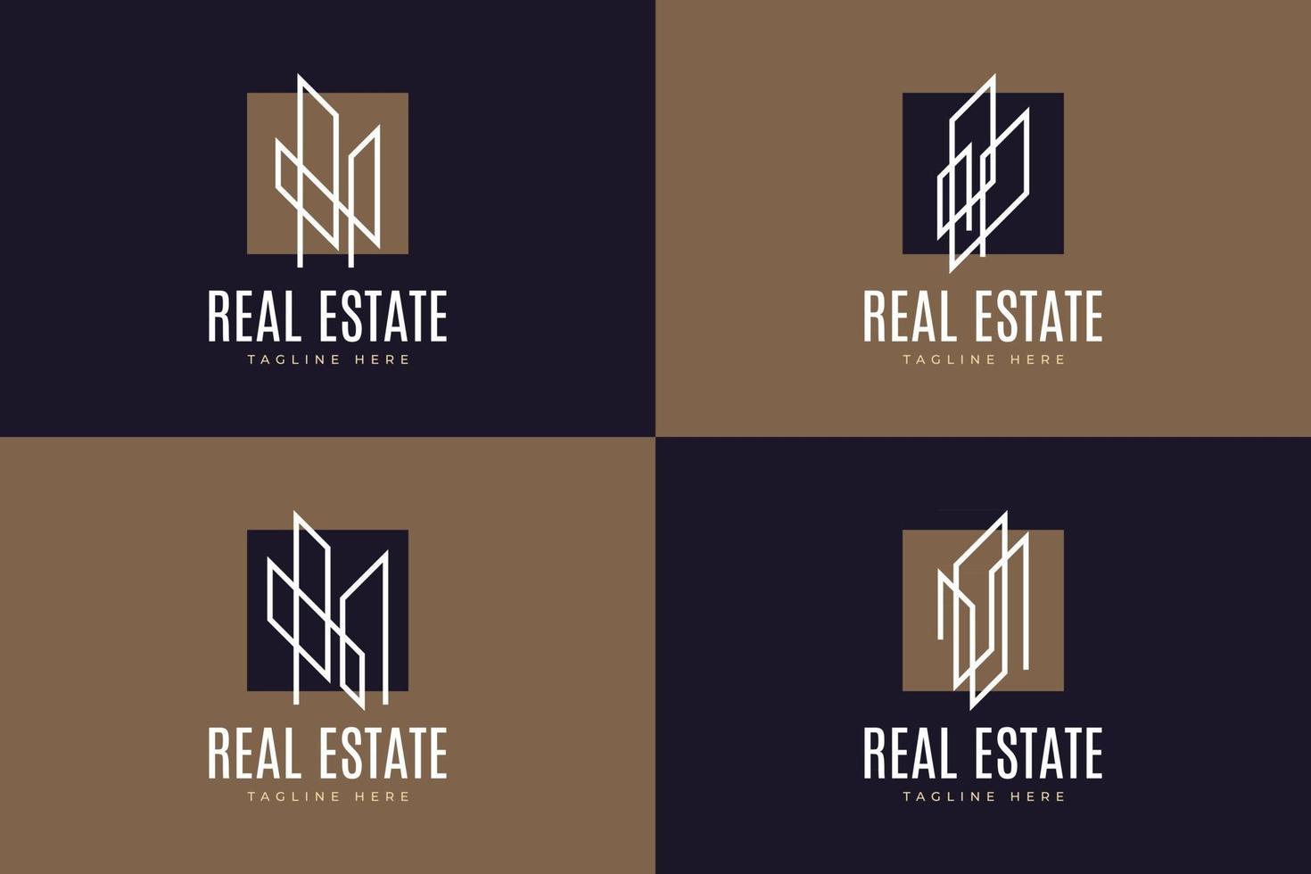 conjunto de logotipo de edifício ou construção de imóveis com estilo de linha em um conceito simples e minimalista vetor