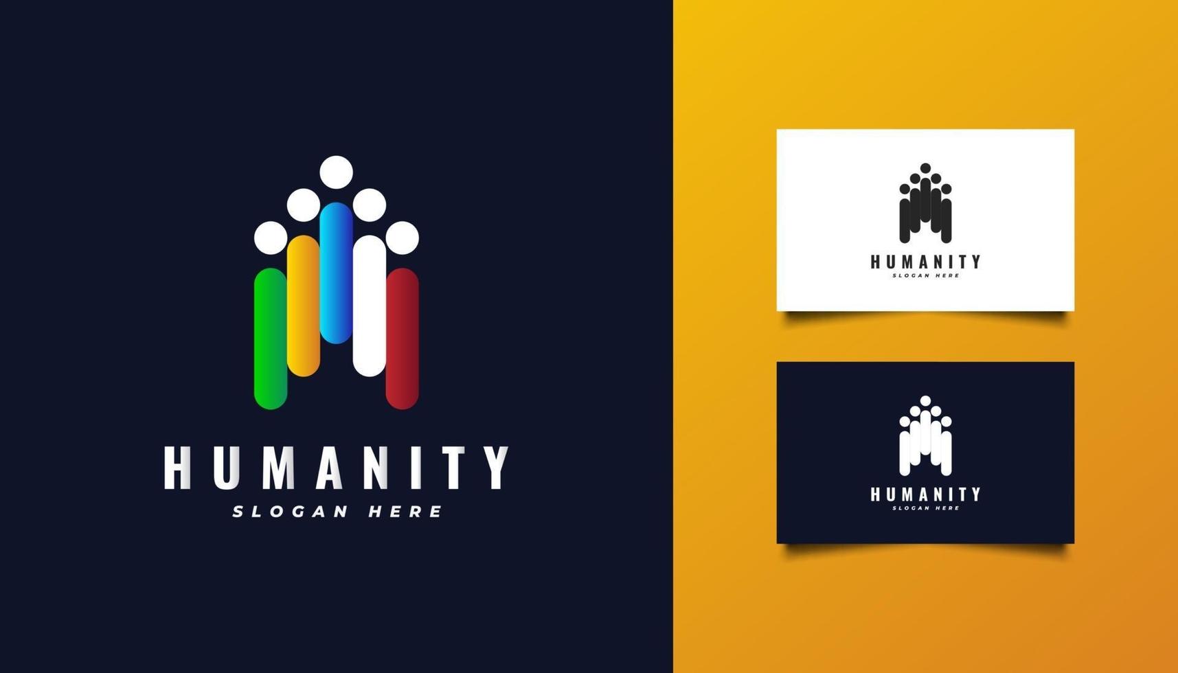 logotipo da humanidade com ilustrações de pessoas em várias cores vetor