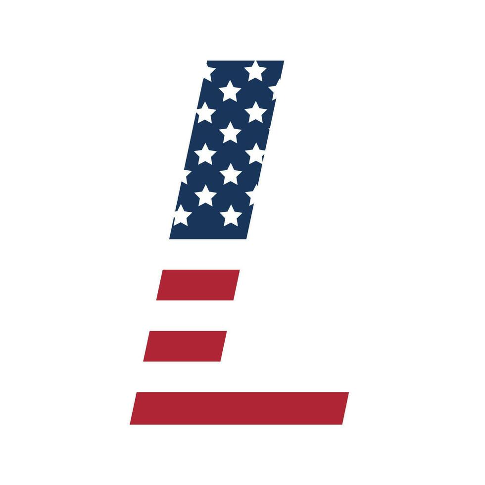 Inglês alfabeto com EUA bandeira.letra eu com americano bandeira vetor