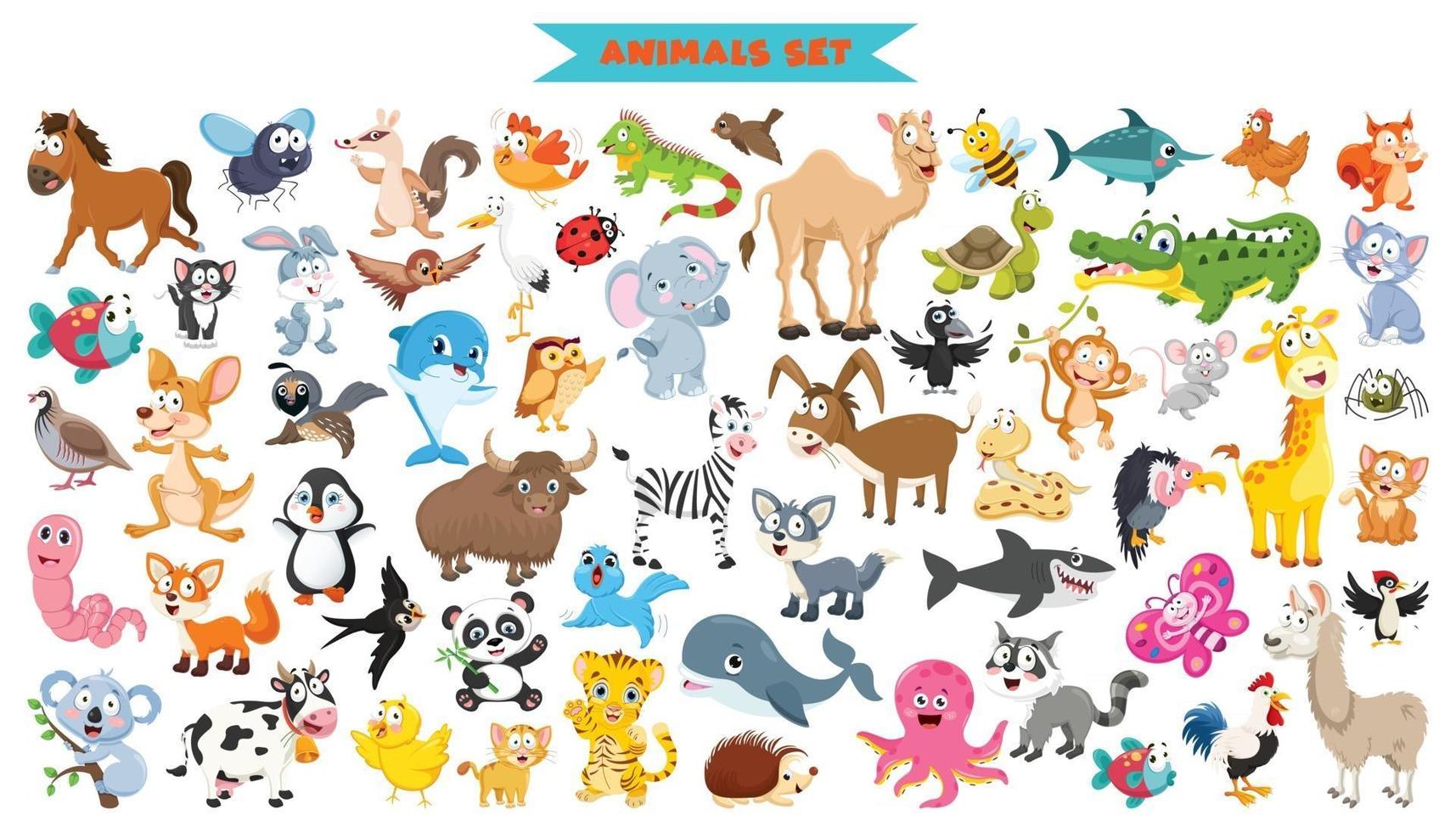 coleção de animais engraçados dos desenhos animados vetor