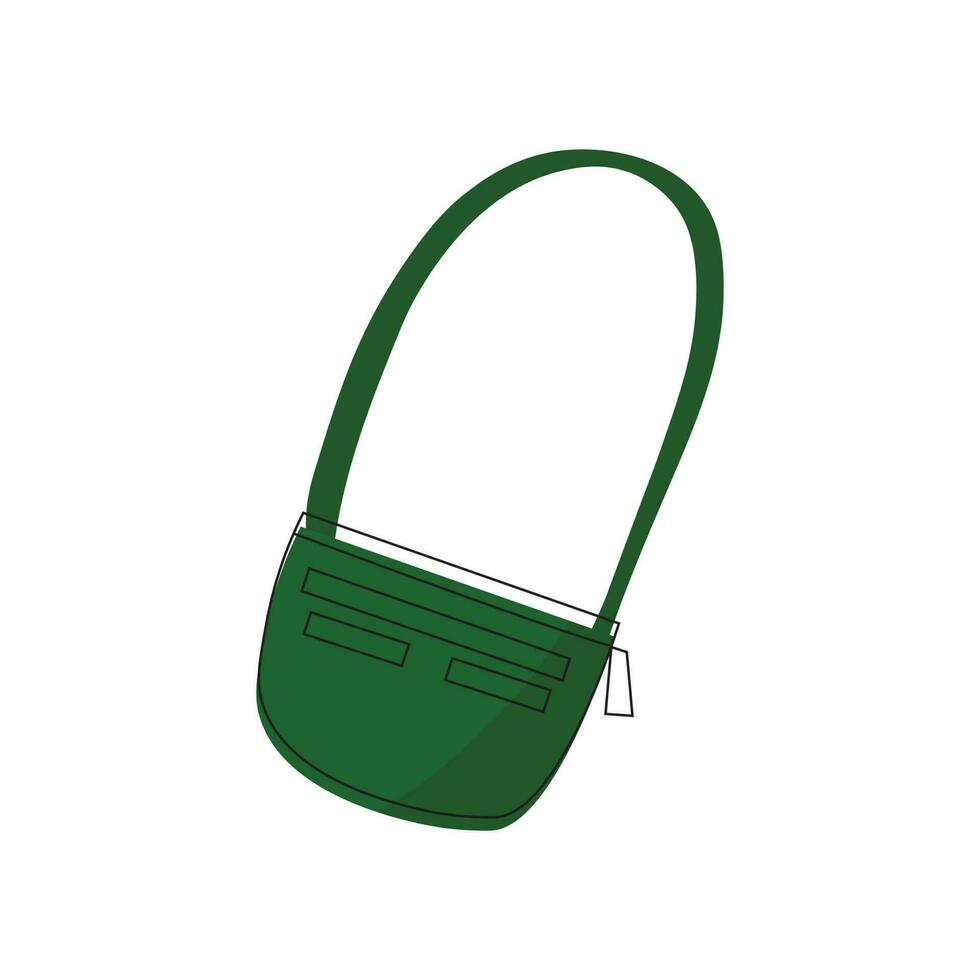 mulheres verde desenho animado Bolsa dentro rabisco escandinavo estilo isolado ilustração. desenho animado na moda bolsa. vetor