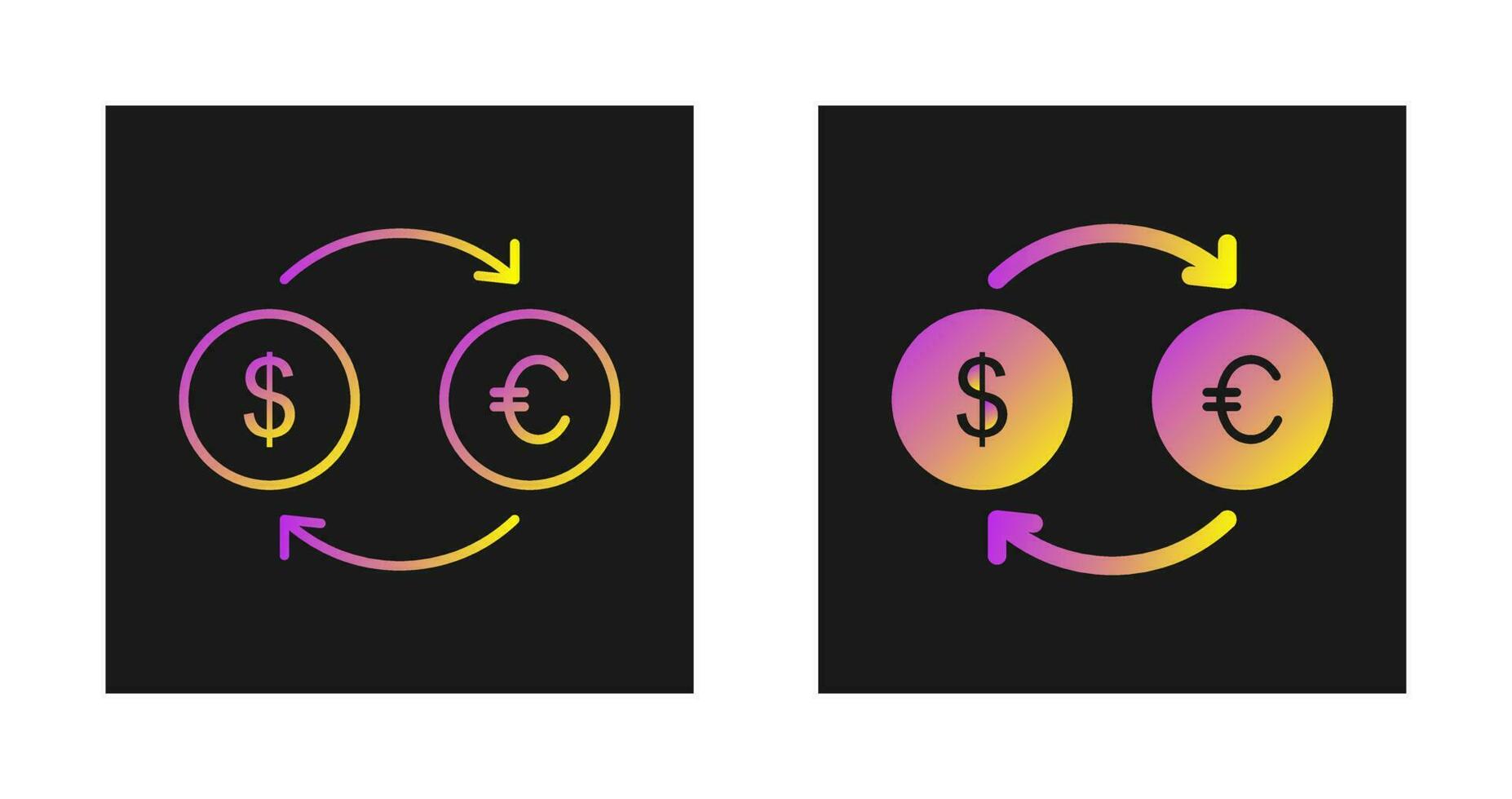 ícone de vetor de dólar para euro