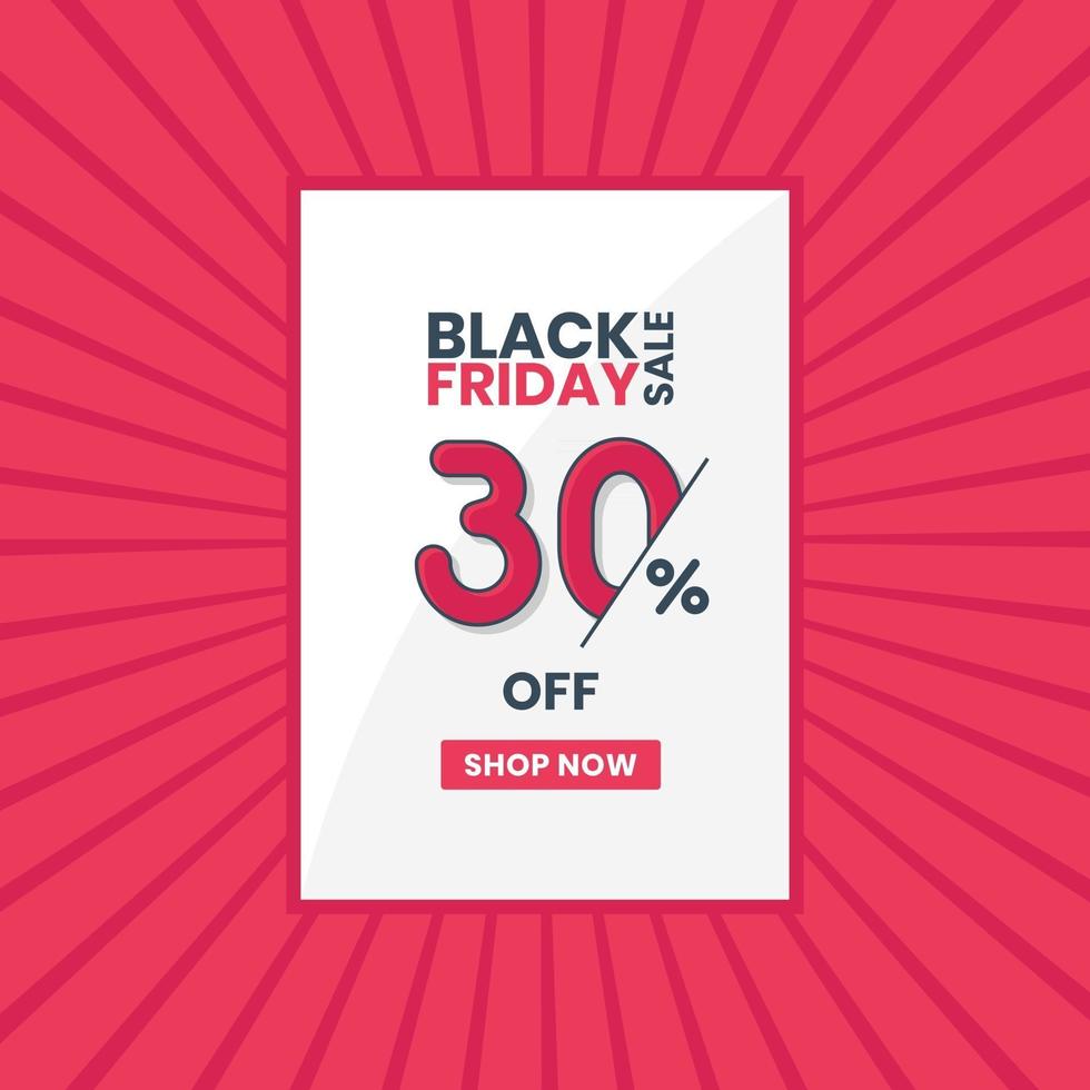 banner de vendas da black friday 30% de desconto promoção da black friday oferta de 30% de desconto vetor