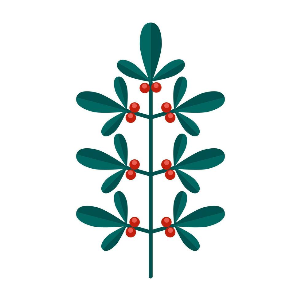 simples minimalista verde ramo do cranberries com folhas e vermelho bagas. floral coleção do elegante plantas para sazonal decoração . estilizado ícones do botânica. estoque vetor ilustração