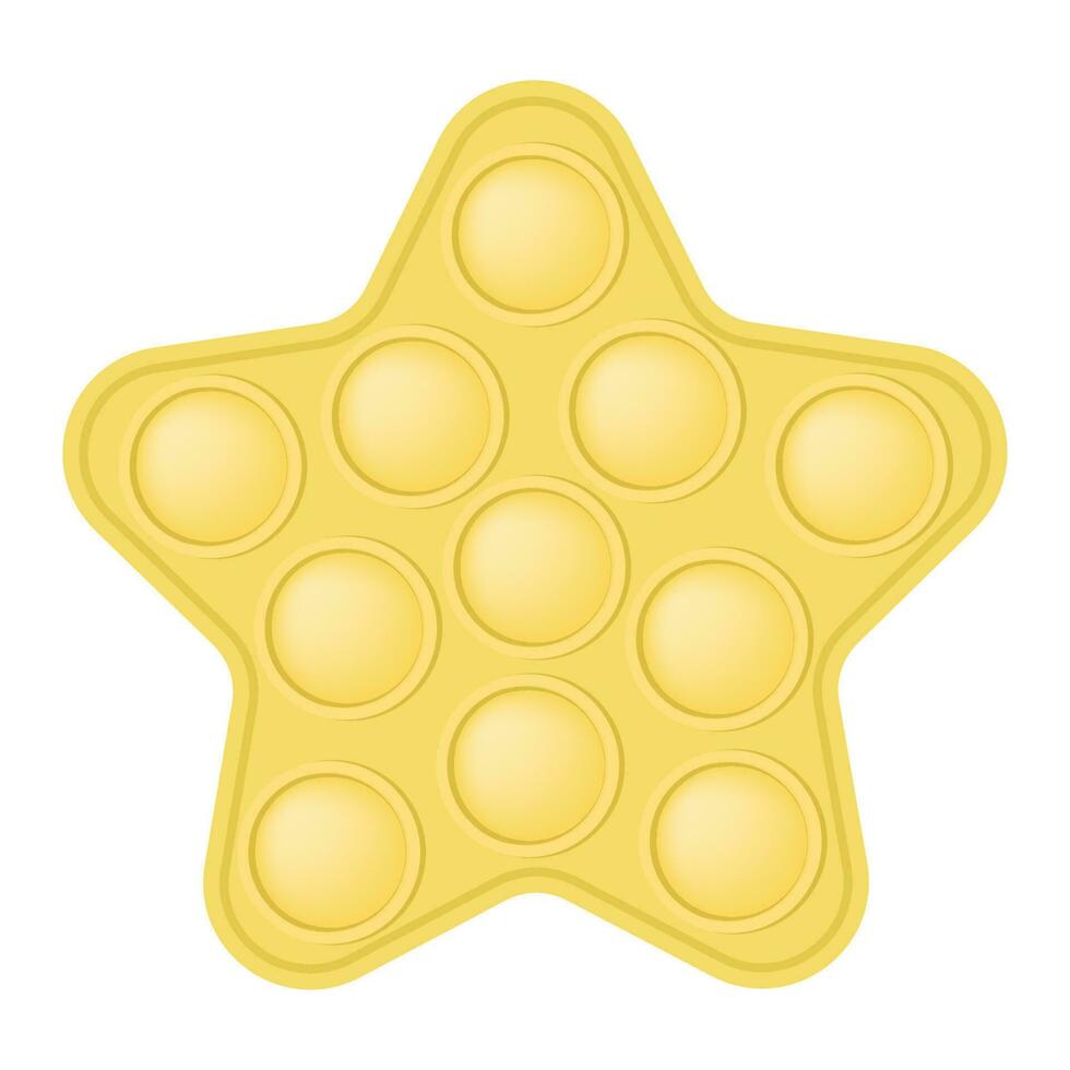 estalando brinquedo amarelo Estrela uma elegante silício para inquieto. viciante antiestresse brinquedo dentro pastel Rosa cor. bolha sensorial em desenvolvimento brinquedo para crianças dedos. vetor ilustração isolado