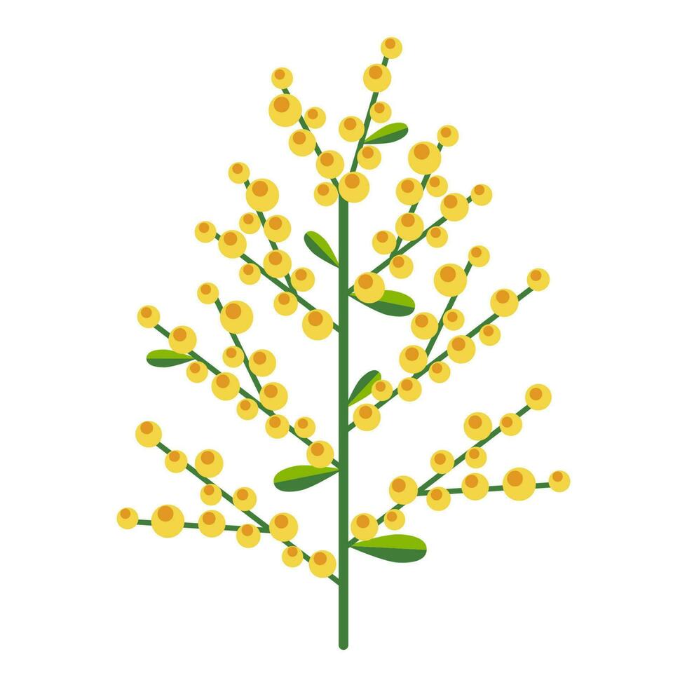 simples minimalista brilhante verde ramo com folhas e amarelo bagas. flor coleção do colorida plantas para sazonal decoração . estilizado ícones do botânica. estoque vetor ilustração dentro plano estilo