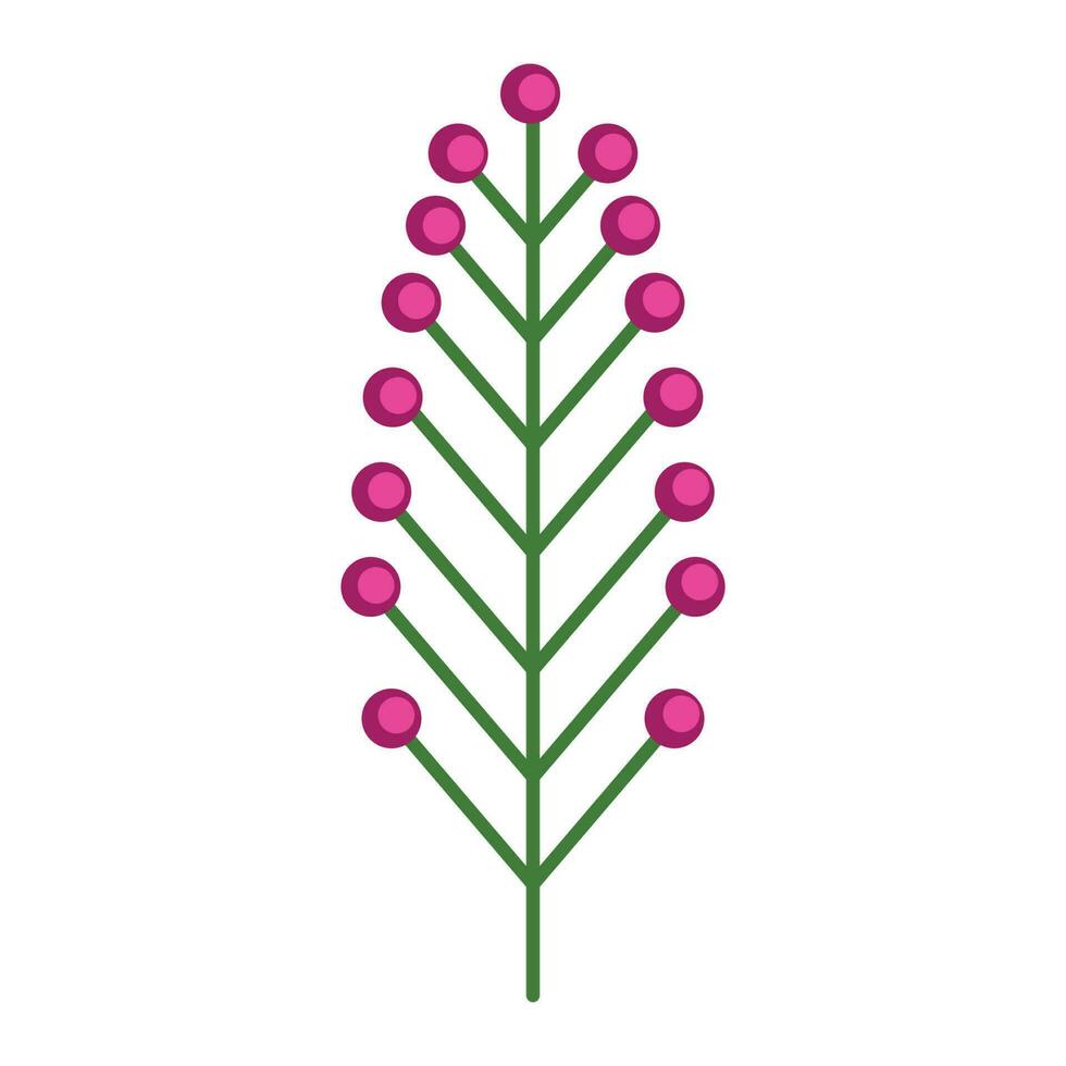 simples minimalista brilhante verde ramo com Rosa bagas. flor coleção do colorida plantas para sazonal decoração . estilizado ícones do botânica. estoque vetor ilustração dentro plano estilo