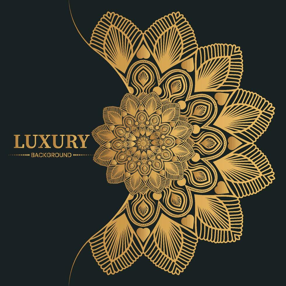 Fundo de desenho de mandala ornamental de luxo na cor ouro vetor