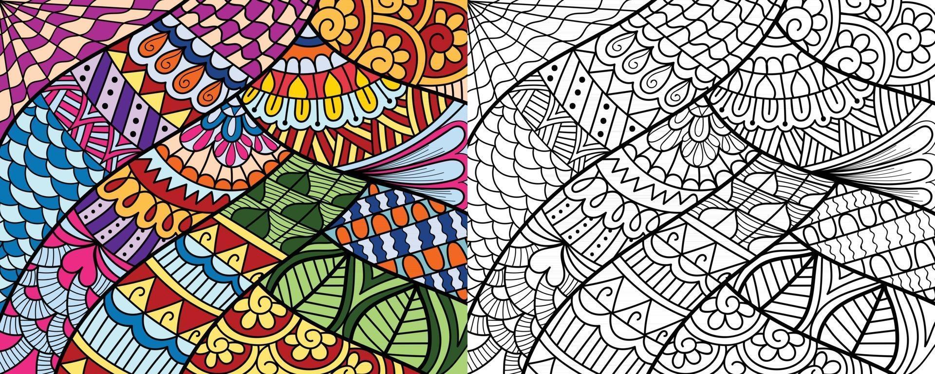 Desenhos de desenhos zentangle para colorir desenhos de desenhos para adultos e crianças anti-estresse vetor
