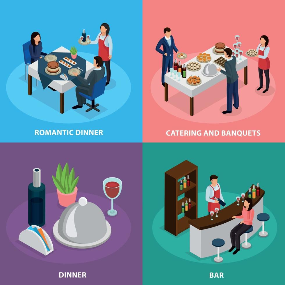 ilustração em vetor conceito isométrico banquete de catering