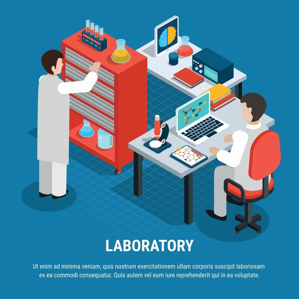 ilustração em vetor conceito isométrico de laboratório médico