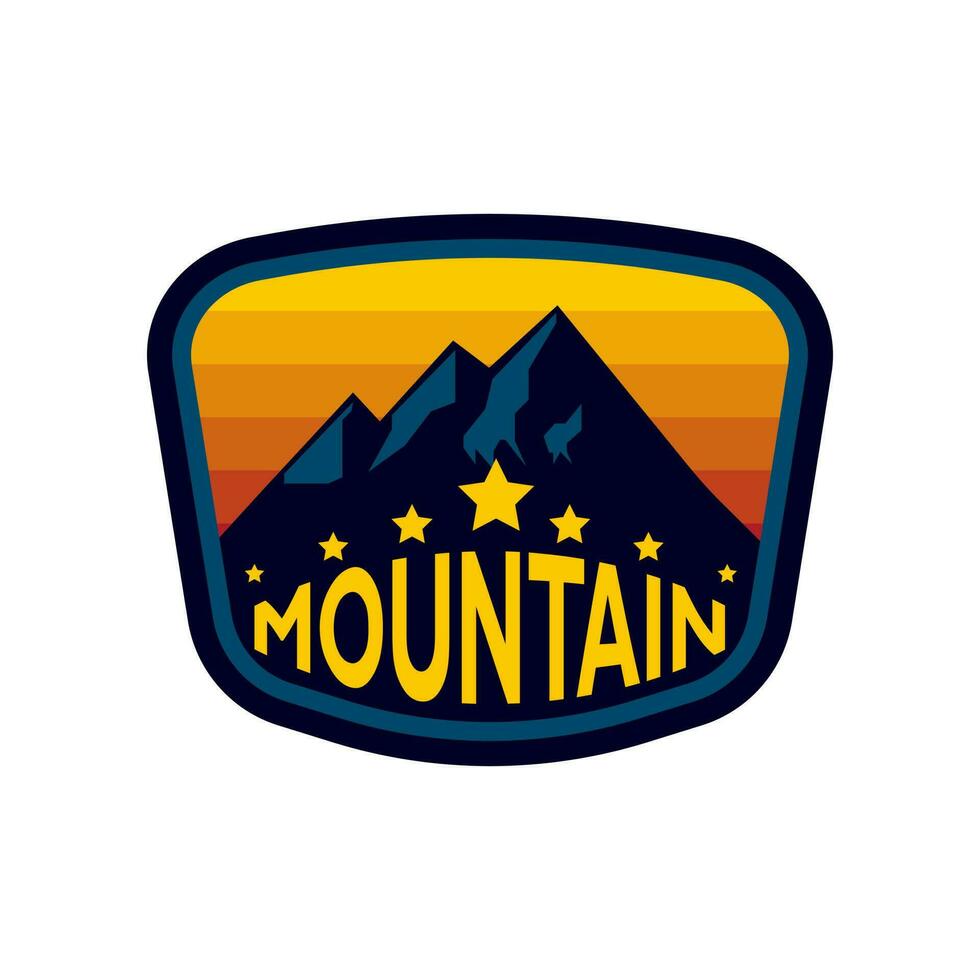 montanha viagem emblemas. acampamento ao ar livre aventura emblemas, Distintivos e logotipo patches. montanha turismo, caminhada. floresta acampamento etiquetas dentro vintage estilo vetor