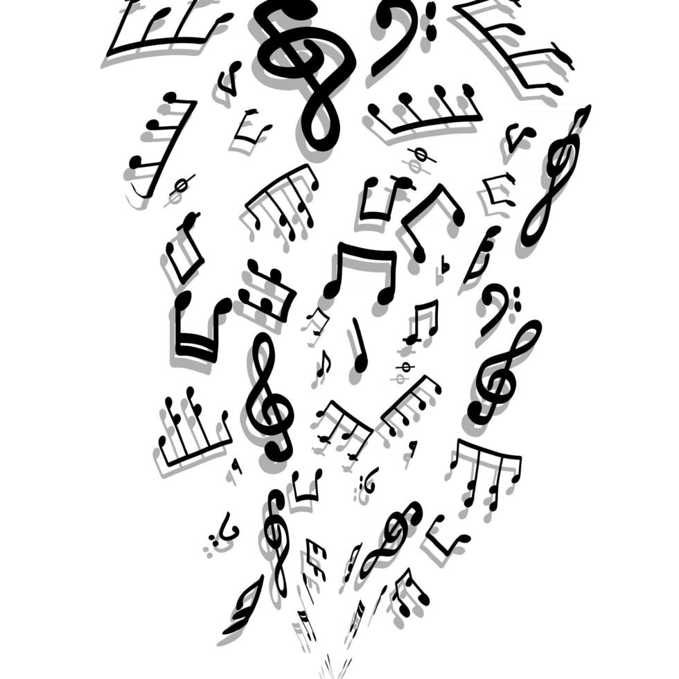 notas musicais e fundo musical abstrato de sombra vetor