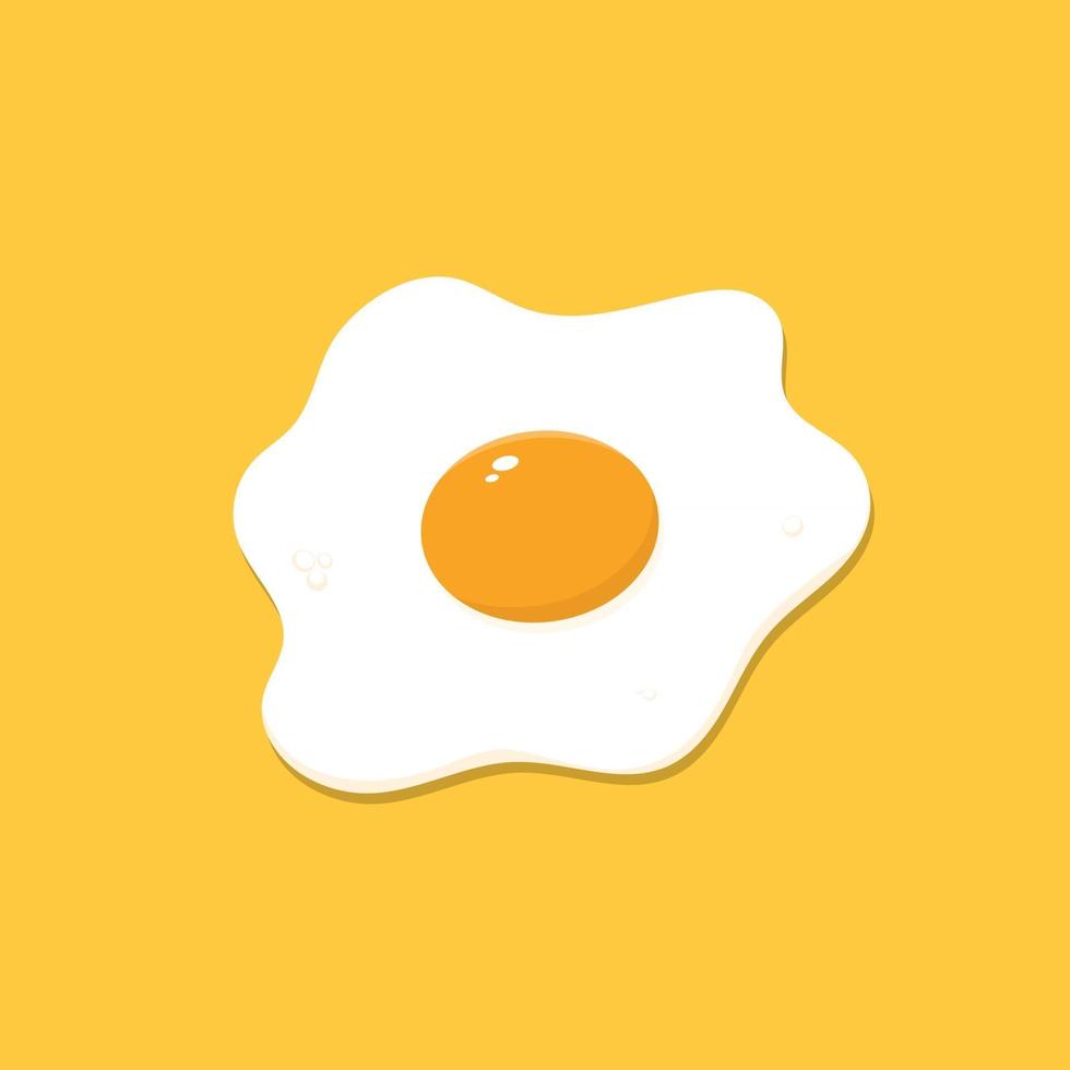 ovo frito isolado em ilustração de fundo amarelo vetor