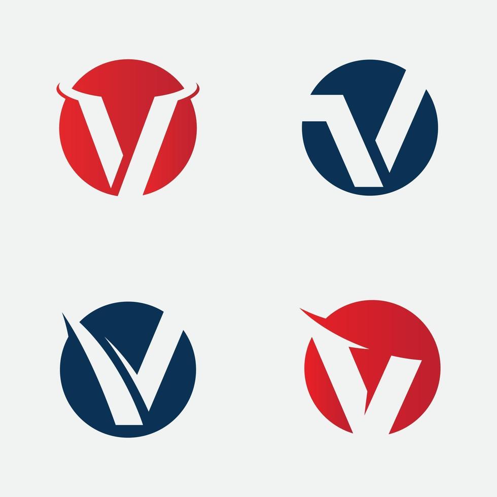 ícone de vetor de modelo de negócios de logotipo de letra v