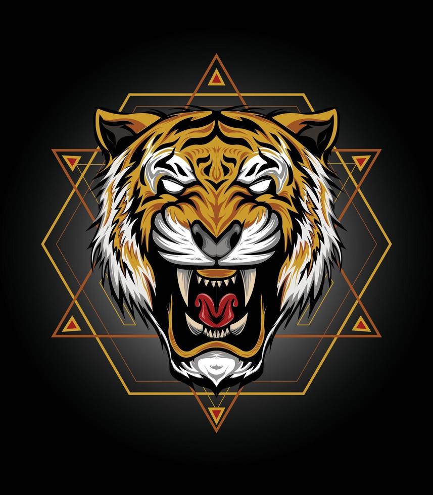 ilustração de cabeça de tigre vetor desenho de tigre para camiseta mascote logo esporte de equipe