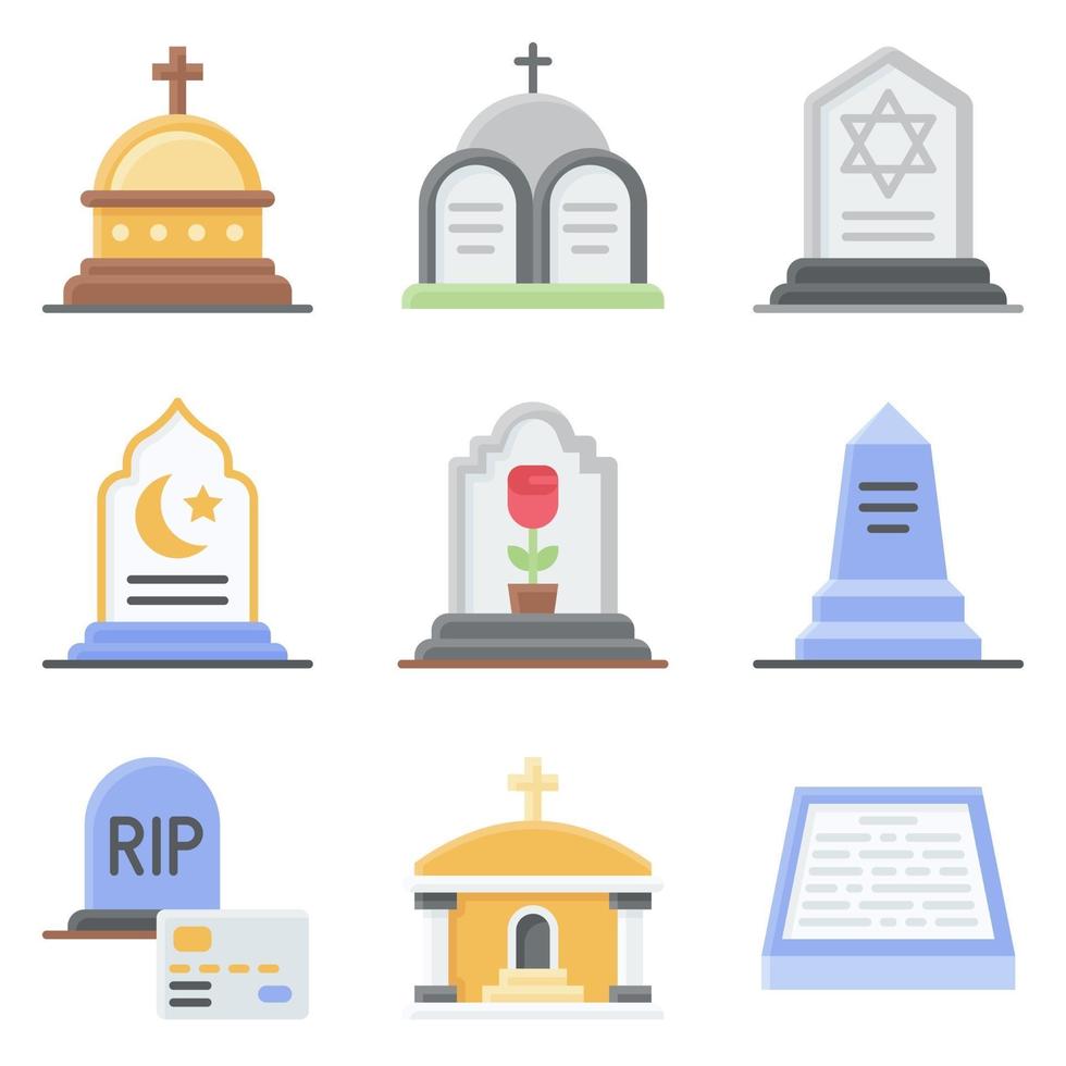 Conjunto de ícones de vetor relacionados a funeral 2 estilo simples
