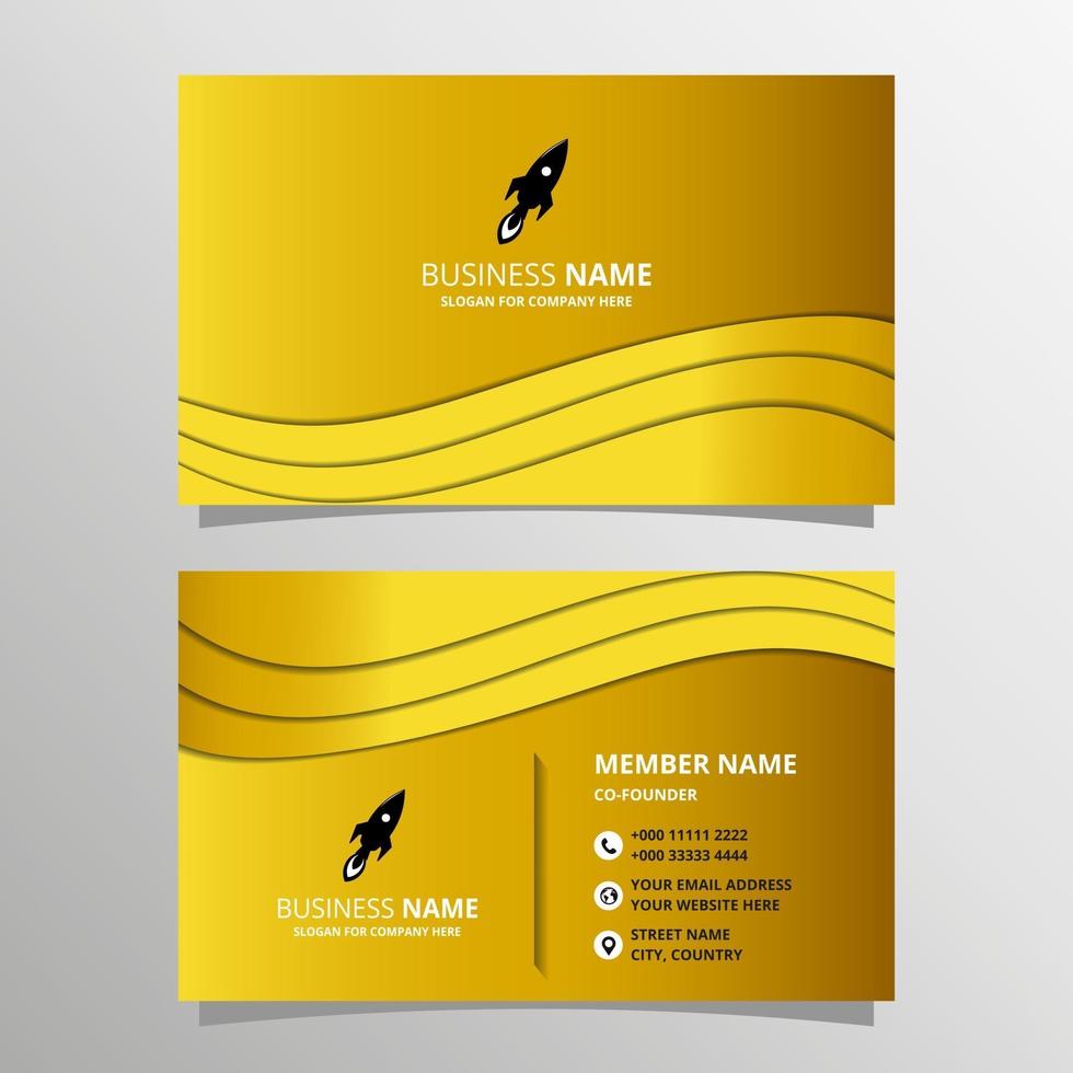 modelo de cartão de negócios de onda de luxo dourado elegante vetor