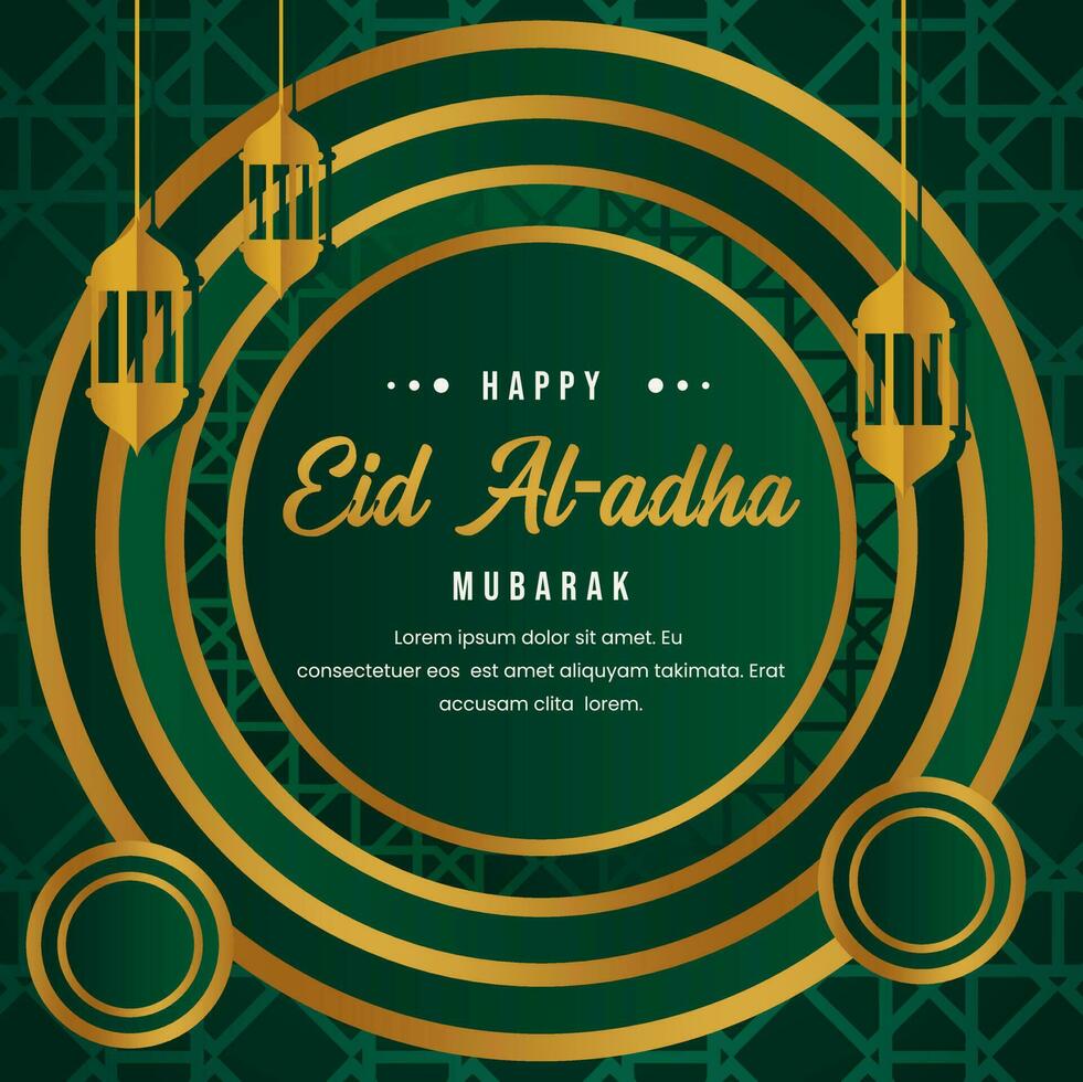 verde e ouro vetor social meios de comunicação poster modelo para eid al adha Mubarak com ouro e verde fundo.