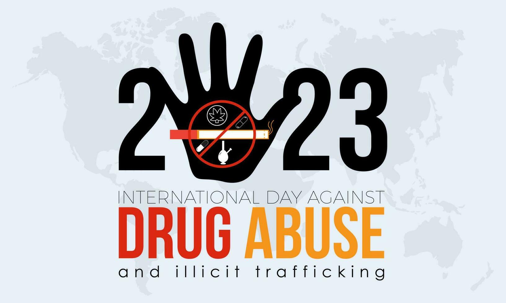 2023 conceito internacional dia contra droga Abuso e ilícito tráfico global ilícito vetor ilustração bandeira modelo