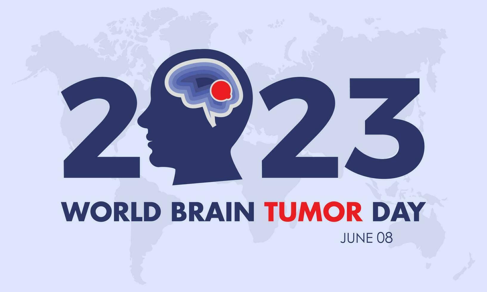2023 conceito mundo cérebro tumor dia vetor ilustração consciência bandeira modelo