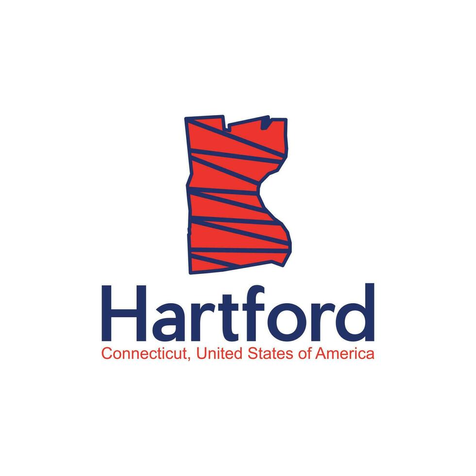 mapa do Hartford Connecticut cidade geométrico moderno logotipo vetor