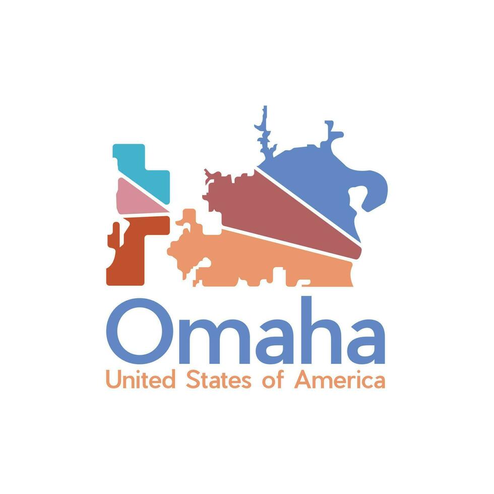 omaha cidade mapa colorida moderno geométrico logotipo vetor