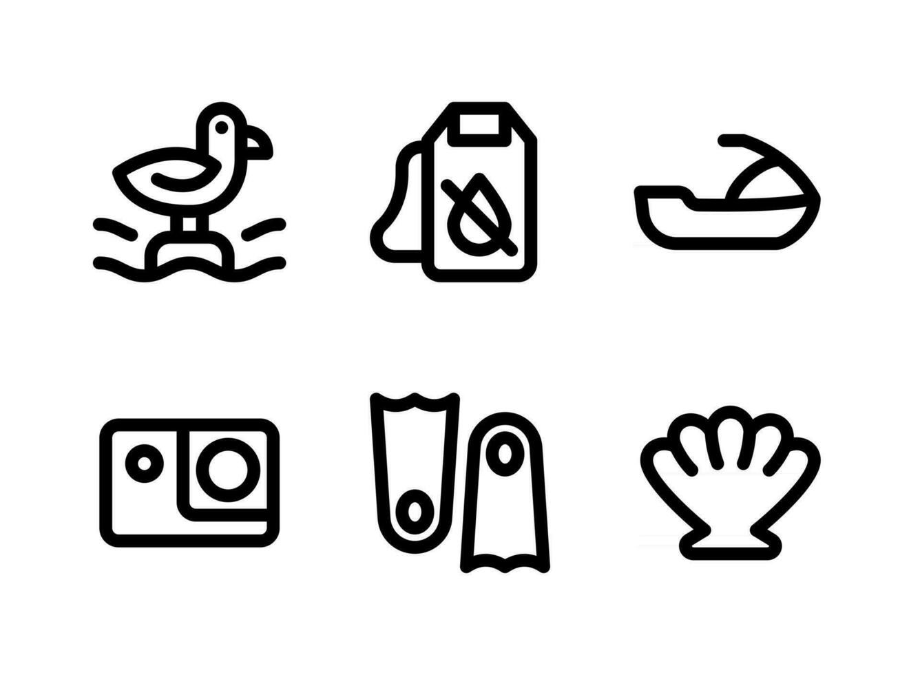 conjunto simples de ícones de linha de vetor relacionados ao surf