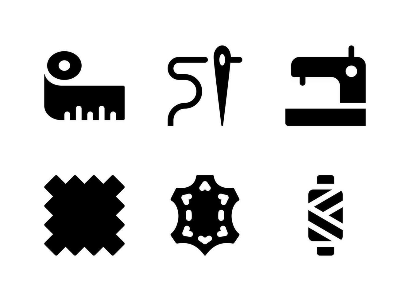 conjunto simples de ícones sólidos vetoriais relacionados à costura vetor