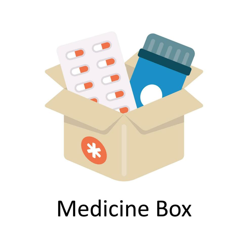 remédio caixa vetor plano ícone Projeto ilustração. médico e cuidados de saúde símbolo em branco fundo eps 10 Arquivo