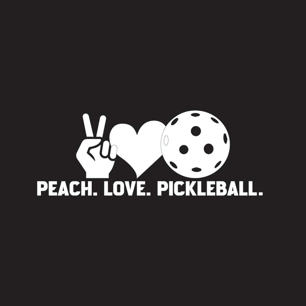 pickleball citar t camisa Projeto em preto, Paz amor pickleball tipografia Projeto t camisa vetor