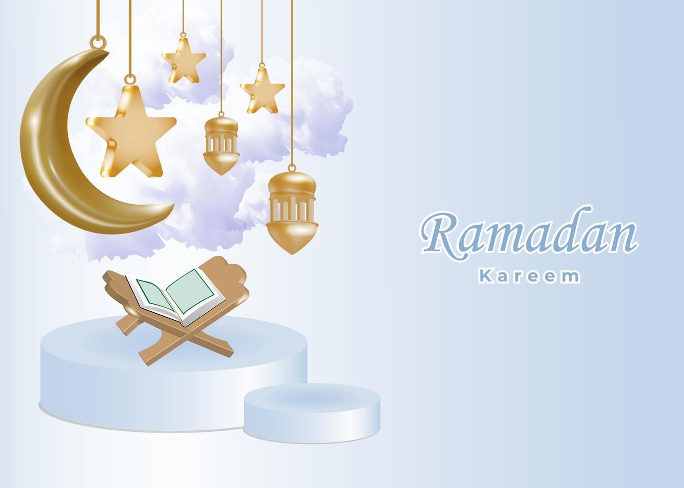 Fundo de feriado do vetor 3D Ramadan Kareem