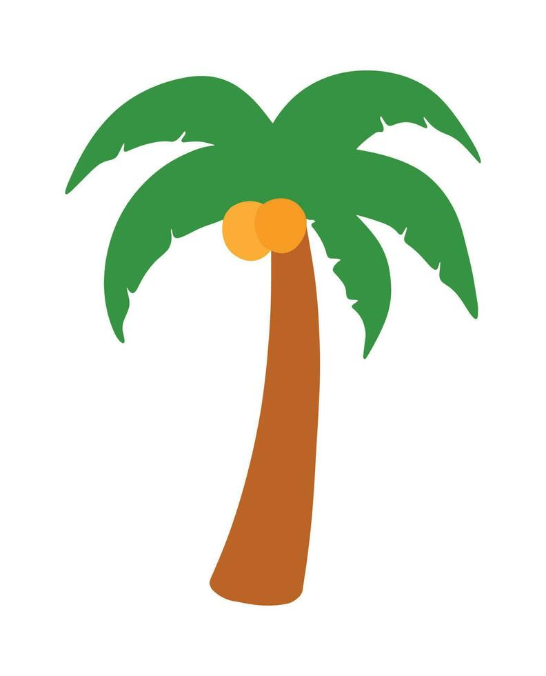 Palma e coco árvore ícone rabisco desenho animado vetor ilustração para verão elemento