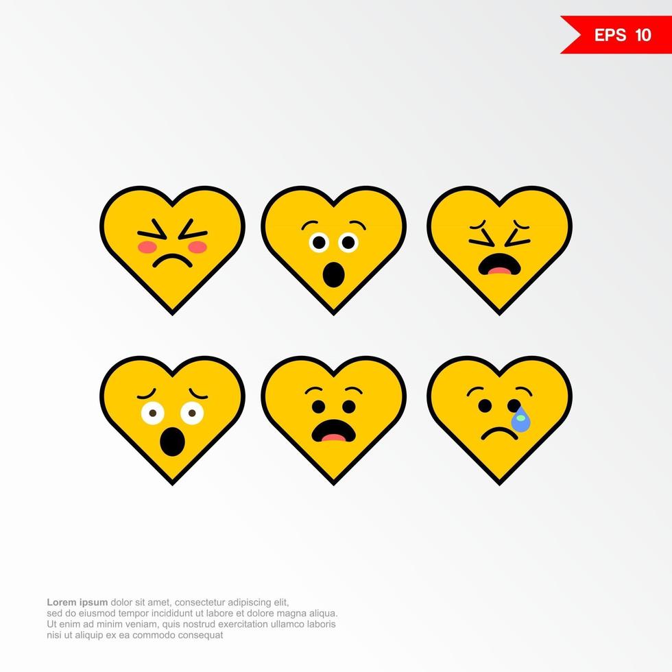 conjunto de ícones de conceito de emoji de amor com diferentes emoções ilustração vetorial 1 vetor