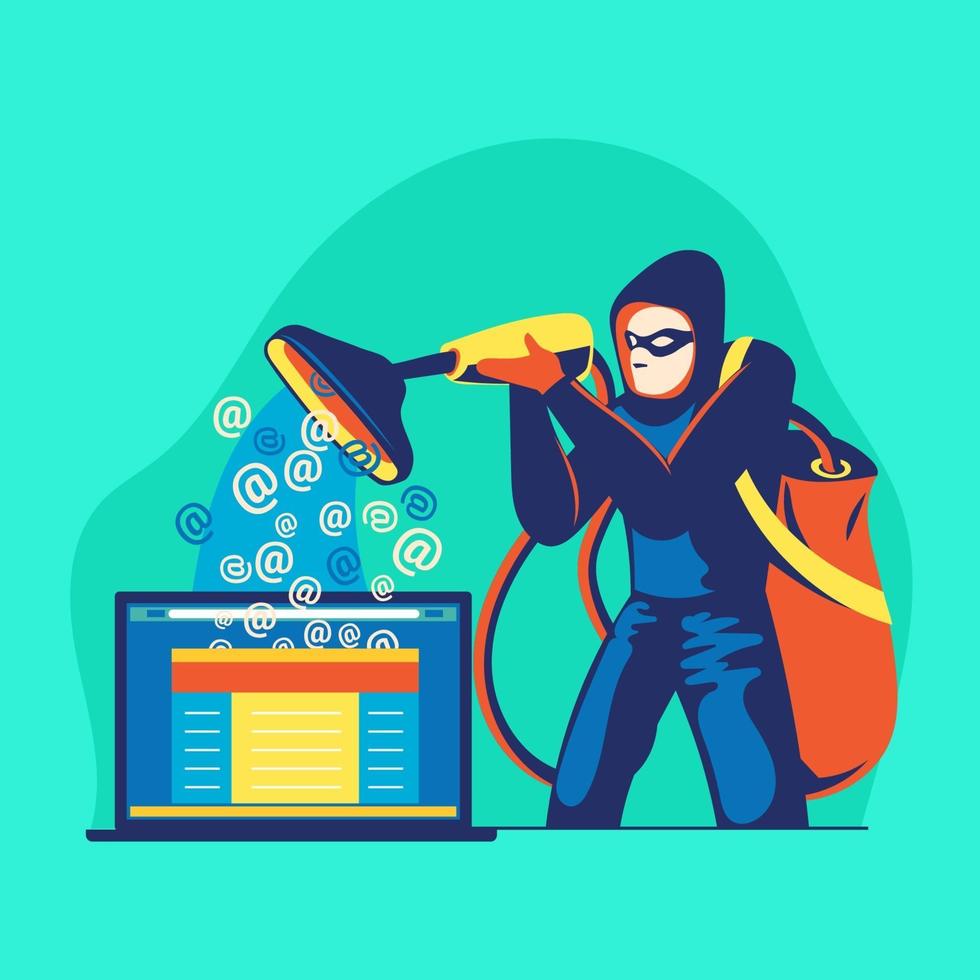 hacker phishing scam ataque conceito de vetor de segurança da web de phishing e fraude