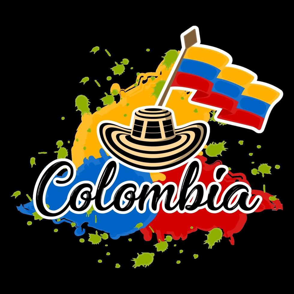 bandeira da colômbia e sombrero vueltiao imagem representativa da colômbia vetor
