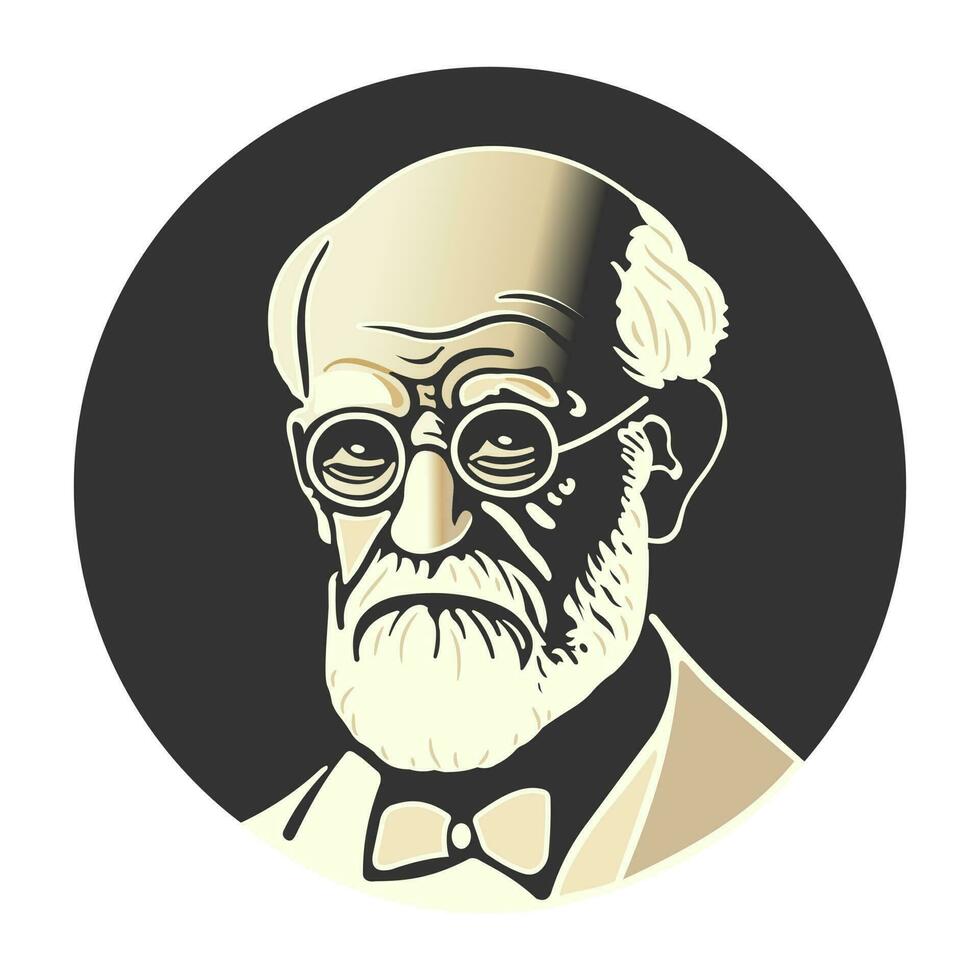Sigmund freud - pai do psicanálise, retrato. vetor ilustração dentro de várias cores, silhueta