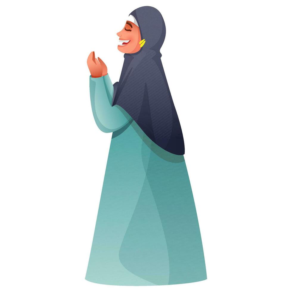 muçulmano mulher oferta oração. vetor